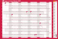 Sasco 2025 Super Compact Year Wall Planner 400W x 285Hmm With Wet Wipe Pen & Sticker Pack Unmounted - 2410241