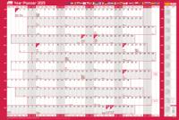 Sasco 2025 EU Year Wall Planner 915W x 610mmH With Wet Wipe Pen & Sticker Pack Unmounted - 2410247