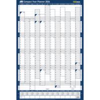 Sasco 2026 Compact Year Wall Planner 610W x 405mmH Landscape With Wet Wipe Pen & Sticker Pack Unmounted - 2410268