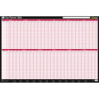 Sasco 2026 Day Wall Planner 915W x 610mmH With Wet Wipe Pen & Sticker Pack Board Mounted - 2410271