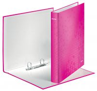 Leitz WOW Ring Binder Laminated Paper on Board 2 D-Ring A4 25mm Rings Pink (Pack 10) 42410023