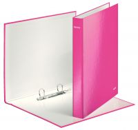 Leitz WOW Ring Binder Laminated Paper on Board 2 D-Ring A4 25mm Rings Pink (Pack 10) 42410023