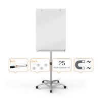 Nobo Glass Mobile Flipchart Easel Magnetic 700x1000mm Silver 1903949