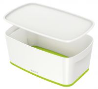 Leitz MyBox WOW Storage Box Small with Lid White/Green 52294054