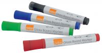 Nobo Glass Whiteboard Marker Bullet Tip 3mm Line Assorted Colours (Pack 4) 1905324