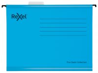 Rexel Classic Foolscap Reinforced Suspension Files V base 15mm Blue PK25 - 2115590