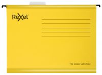 Rexel Classic Foolscap Reinforced Suspension Files V base 15mm Yellow PK25 - 2115593