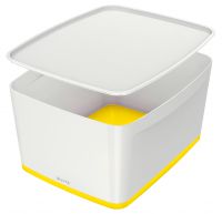 Leitz MyBox WOW Storage Box Large with Lid White/Yellow 52164016
