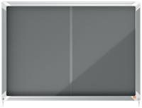 Nobo Premium Plus Grey Felt Lockable Noticeboard Display Case Sliding Door 8 x A4 925x668mm 1915336