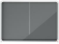 Nobo Premium Plus Grey Felt Lockable Noticeboard Display Case 18 x A4 1355x970mm 1915338