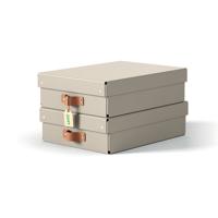 Leitz Puro Storage Box with Lid Medium Low 8L Beige 100% Recycled Card Pack of 2 - 61480012