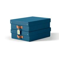 Leitz Puro Storage Box with Lid Medium Low 8L Blue 100% Recycled Card Pack of 2 - 61480068