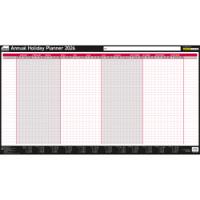 Sasco 2026 Annual Holiday Year Wall Planner 750W x 410Hmm With Wet Wipe Pen & Sticker Pack Unmounted - 2410277