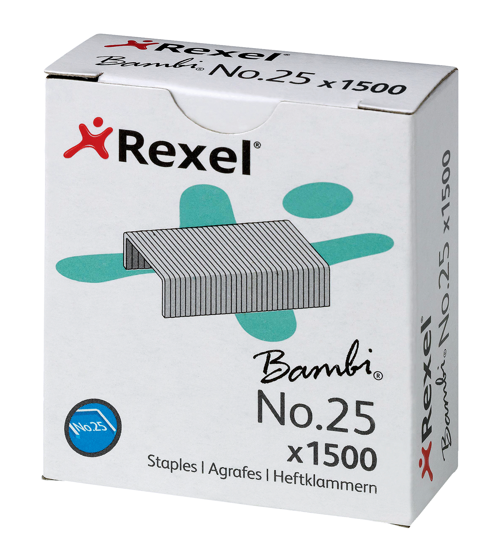 Rexel Bambi No.25 4mm Staples (Box 1500) - Outer carton of 20