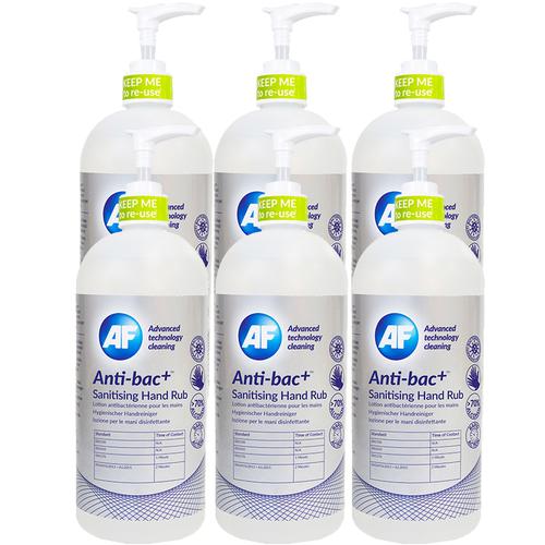 AF Antibacterial Sanitising Hand Rub Pump Top Bottle 500ml (Pack 6) ABHHR500 6
