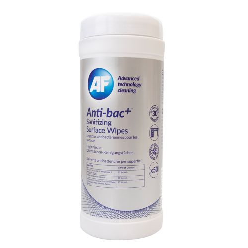 AF Antibacterial Sanitising Surface Wipes Tub (Pack 50) ABSCW50T