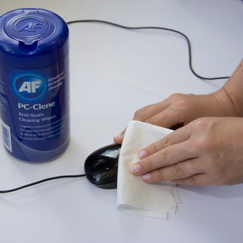 AF PC Clene AntiStatic General Purpose Wipes In Tub NonFlammable Pack 100 Computer Cleaning CM7116