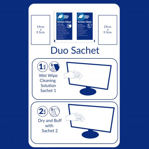 AF Screen-Clene Duo Wet/Dry Cleaning Wipes (Pack 20) SCR020 AFSCR020 Buy online at Office 5Star or contact us Tel 01594 810081 for assistance