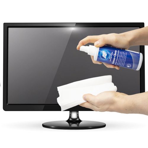 AFSCS250 | AF Screen-clene is a gentle 'non smear' alcohol free cleaning solution. Wipe away common grease, dust and fingerprints for a clearer screen. For use on a variety of screens including Smart TV's, TFT and LCD. Use with an AF Lint free cloth for optimal results on your screens. Spray onto your AF cloth and gently clean the surface of the screen to leave a smear free finish. Refer to manufacturer’s instructions prior to use.AF International always recommends that you check manufacturers guide before using any screen cleaner or test a small area first.