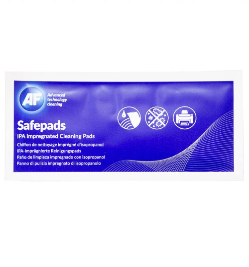 AFSPA100 | Soft lint free pads impregnated with 99.7% isopropyl alcohol which evaporates rapidly leaving no residue. Ideal for cleaning all types of read/write heads, edge connectors on PCB’s, transport rollers and more. Box of 100 sachets.