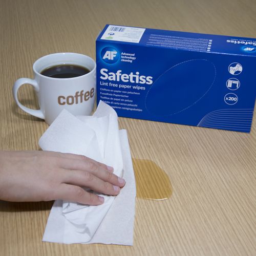 AF Safetiss Lint Free Ply Paper Cleaning Wipes (Pack of 200 Wipes)