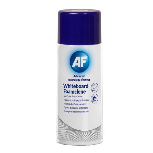 AFWBF400ML | A powerful foaming action aerosol lifts ink, grease and dirt from conventional whiteboards to leave a brilliant, fresh finish. Restores stubborn stains for a brilliant whiteboard finish. For best results use with AF cloths.