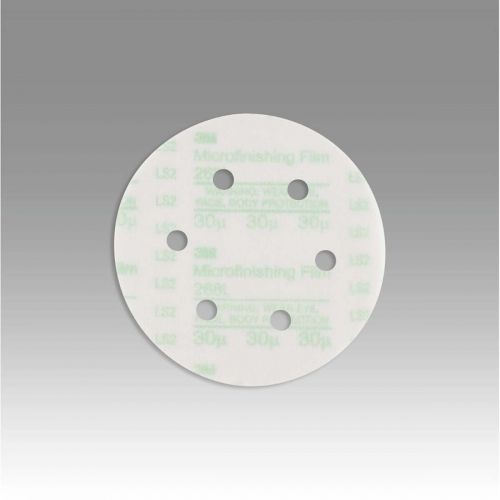 Image of 3M Hookit Microfinishing Film Type D D/F Disc 268L, 6 in x NH 6 Holes 30 Micron, 25 per inner 500 per case 60020002931