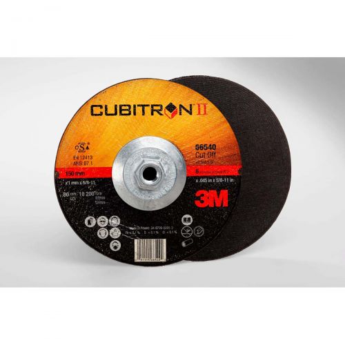 3M Cubitron II Cut-Off Wheel Quick Change 66540, T27 6 in x .045 in x 5/8-11 in, 25 per inner, 50 per case 60440311607