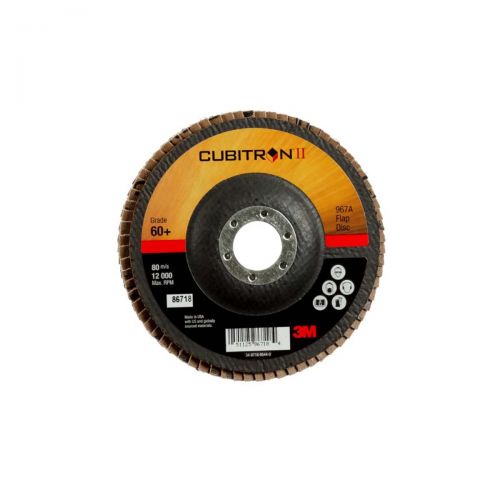Image of 3M Cubitron II Flap Disc 967A, T27 5 in x 7/8 in 60+ Y-weight, 10 per case 60440295180