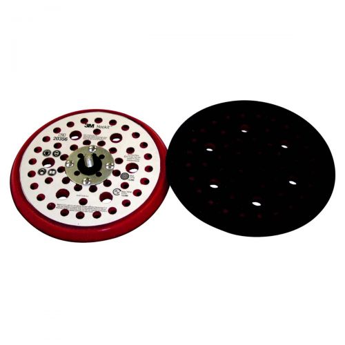 Image of 3M Hookit Clean Sanding Low Profile Disc Pad 20356, 6 in x 3/8 in x 5/16-24 External 52 Holes Red Foam, 10 per case 60440241135