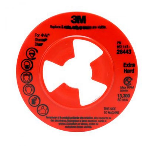 Image of 3M Disc Pad Face Plate Ribbed 28443, 4-1/2 in Extra Hard Red, 10 per case 051141284439