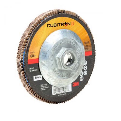 3M Cubitron II Flap Disc 967A, T27 Giant 4-1/2 in x 5/8-11 60+ Y-weight, 10 per case 051141556338