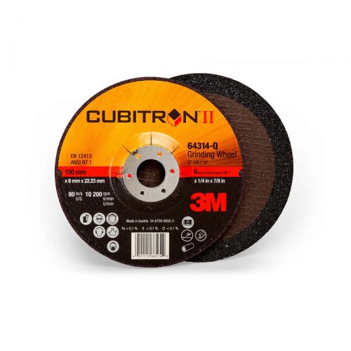 3M Cubitron II Depressed Center Grinding Wheel T27, (64314-Q), 6 in x 1/4 in x 7/8 in, 10 per inner, 20 per case 60440305500