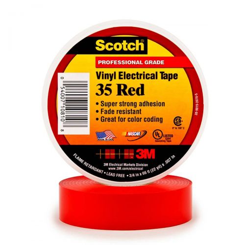3M Scotch Vinyl Color Coding Electrical Tape 35, 1/2 in x 20 ft, Red 80610833891