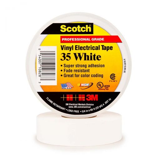 3M Scotch Vinyl Color Coding Electrical Tape 35, 1/2 in x 20 ft, White 80610833974