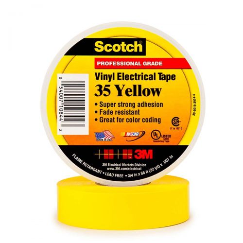 3M Scotch Vinyl Color Coding Electrical Tape 35, 1/2 in x 20 ft, Yellow 80610833958