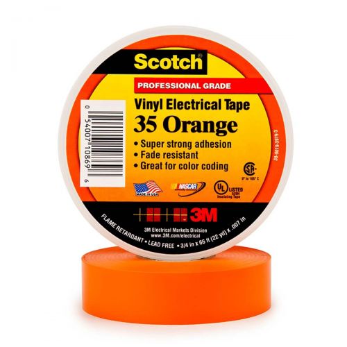 3M Scotch Vinyl Color Coding Electrical Tape 35, 1/2 in x 20 ft, Orange 80610834014
