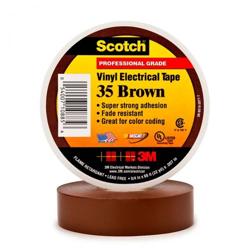 3M Scotch Vinyl Color Coding Electrical Tape 35, 1/2 in x 20 ft, Brown 80610833933
