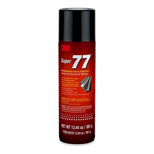 3M Super 77 Multipurpose Spray Adhesive, Net Wt 13.44 oz, 12 cans per case 62497749226