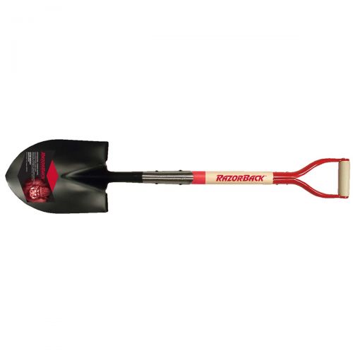 Razor-Back Round Point Shovel With Forward-Turn Step And Dual Rivet And D-Grip 43069