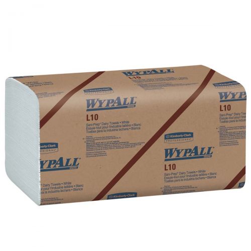 Image of WypAll* L10 Disposable Wipers (01770), Dairy Wipers, 1-Ply, Banded, White, 12 Packs / Case, 200 Wipes / Pack, 2, 400 Sheets / Case 01770