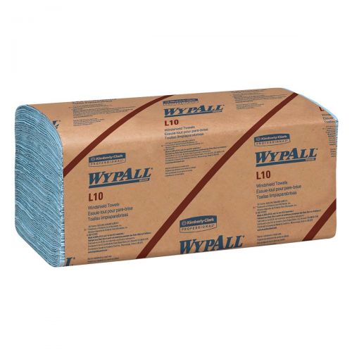 WypAll* L10 Disposable Wipers (05120), Windshield Wipe, 2-Ply, Banded, Blue, 16 Packs / Case, 140 Wipes / Pack, 2, 400 Sheets / Case 05120