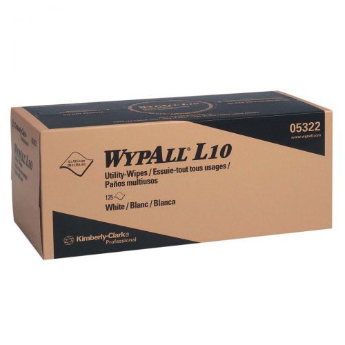 Image of WypAll* L10 Disposable Wipers (05322), Limited Use, 1-Ply, Pop-Up Box, White, 18 Boxes / Case, 125 Large Wipes / Box 05322