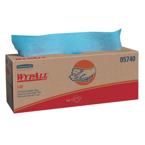 WypAll* L40 Disposable Cleaning And Drying Towels (05740) Limited Use Wipers Blue 9 Pop Up Boxes Per Case 100 Sheets Per Box 900 Sheets Total 05740