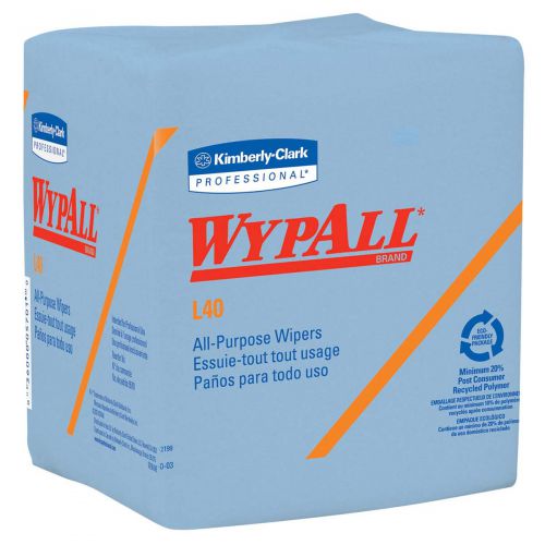 WypAll* L40 Disposable Cleaning And Drying Towels (05776), Limited Use Wipers, Blue, 12 Packs Per Case, 56 Sheets Per Pack, 672 Sheets Total 0577