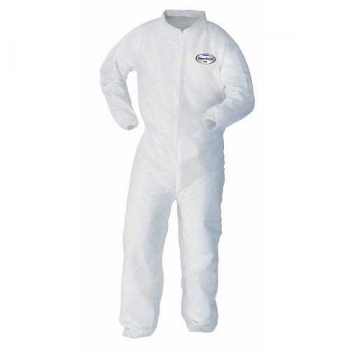 Kleenguard A10 Light Duty Coveralls, Zip Front, Elastic Wrists, Breathable Material, White, 4Xl, 25 / Case 10621