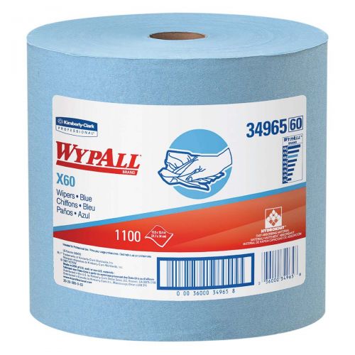 WypAll* X60 Reusable Wipers (34965), Blue, Jumbo Roll, 1100 Sheets / Roll, 1 Roll / Case 34965