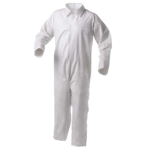 Kleenguard A35 Disposable Coveralls, Liquid And Particle Protection, Zip Front, Open Wrists Ankles, White, Xl, 25 Garments / Case 38919