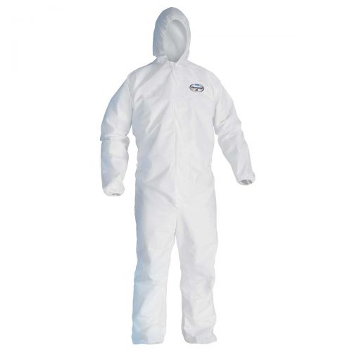 Kleenguard A45 Liquid Particle Surface Prep Paint Protection Coveralls, Hooded, Reflex Design, Zipper Front, White, 2Xl, 25 / Case 41507