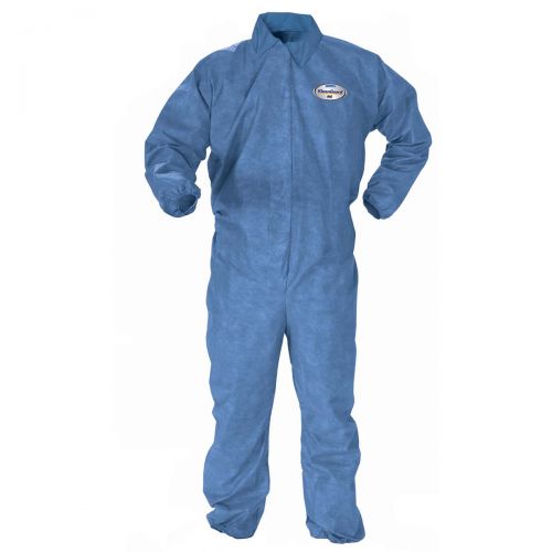 Kleenguard Chemical Resistant Suit, A60 Bloodborne Pathogen Chemical Splash Protection Coveralls, Large, Blue, 24 Garments / Case 45003